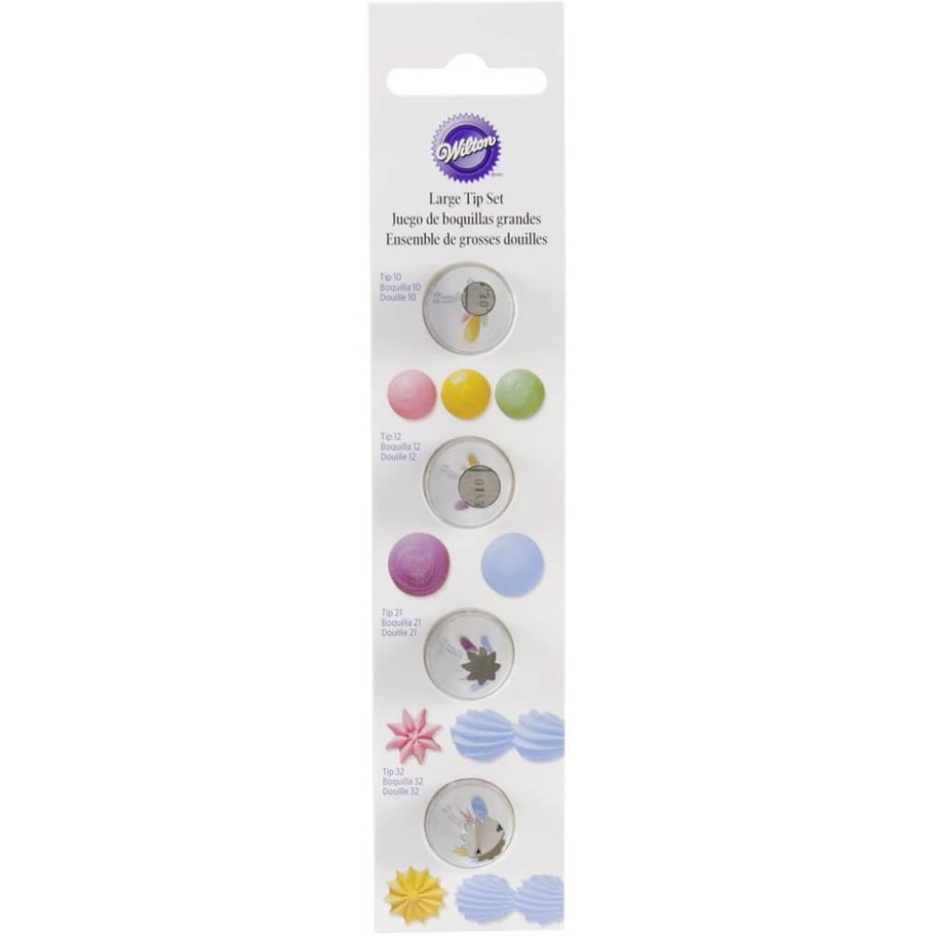 Decorating Tip Set 4/Pkg LG - Round No.12, No.10 &amp; Star No.32, No.21