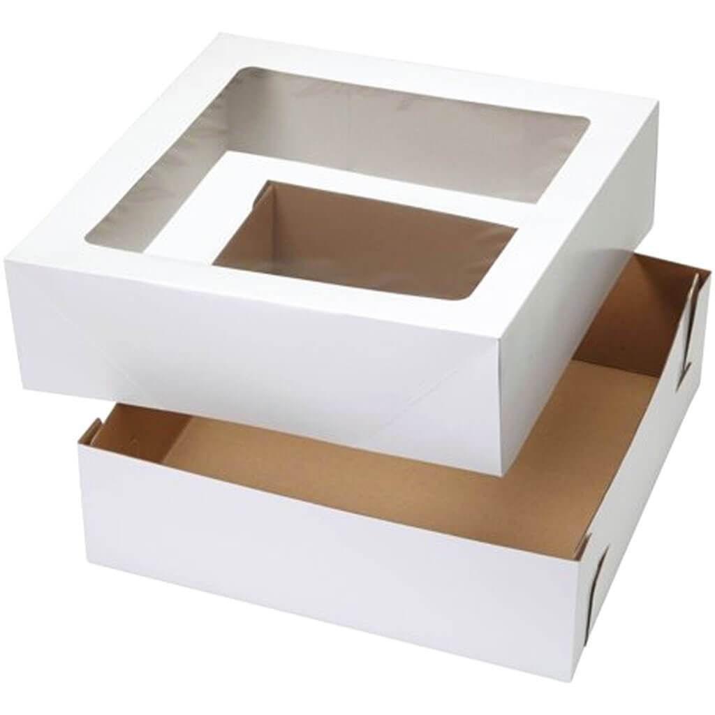 Window Corrugated Cake Boxes White 16.25in x 16.25in x 5in 2/Pkg