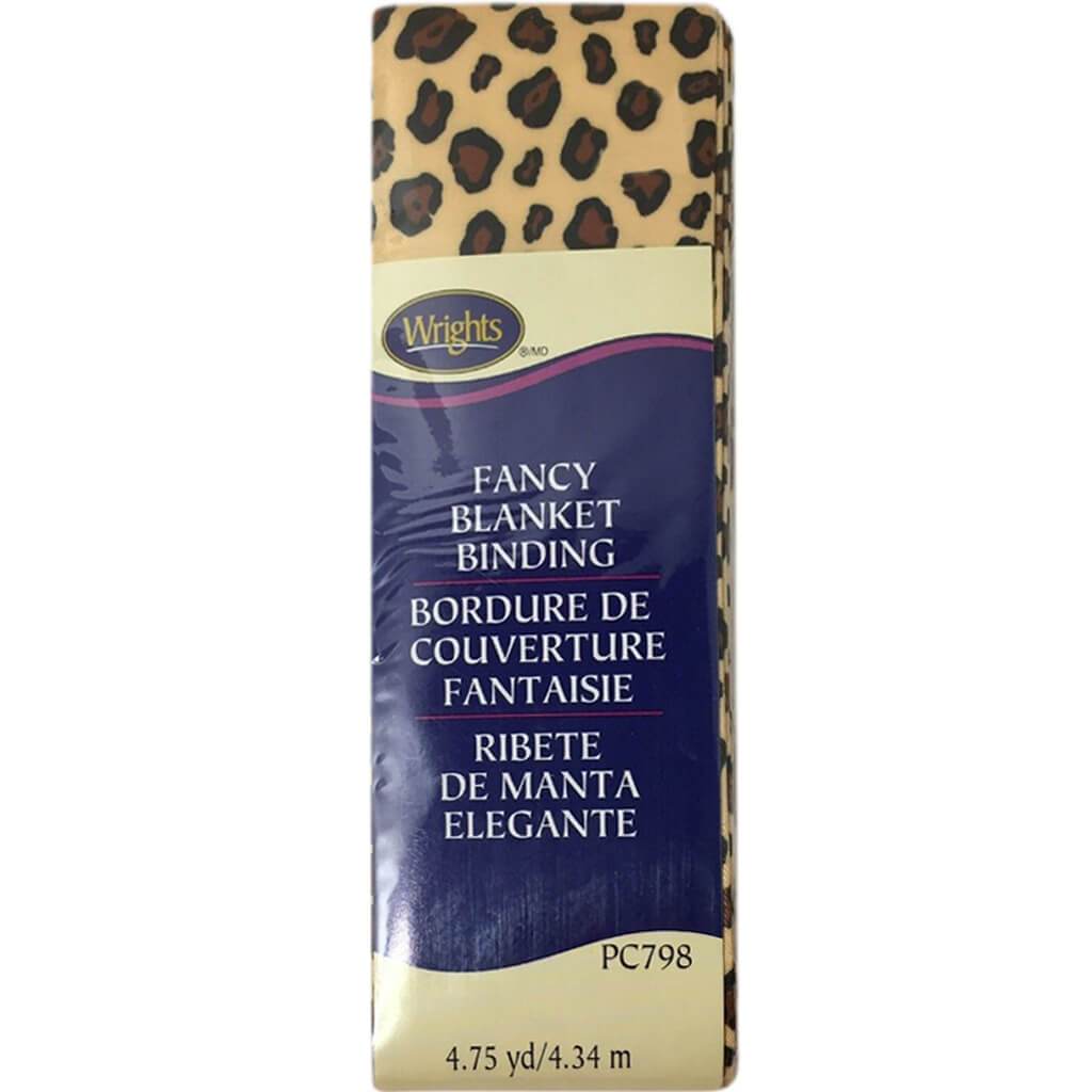 Wrights Single Fold Satin Fancy Blanket Binding 2in x4.75yd Leopard