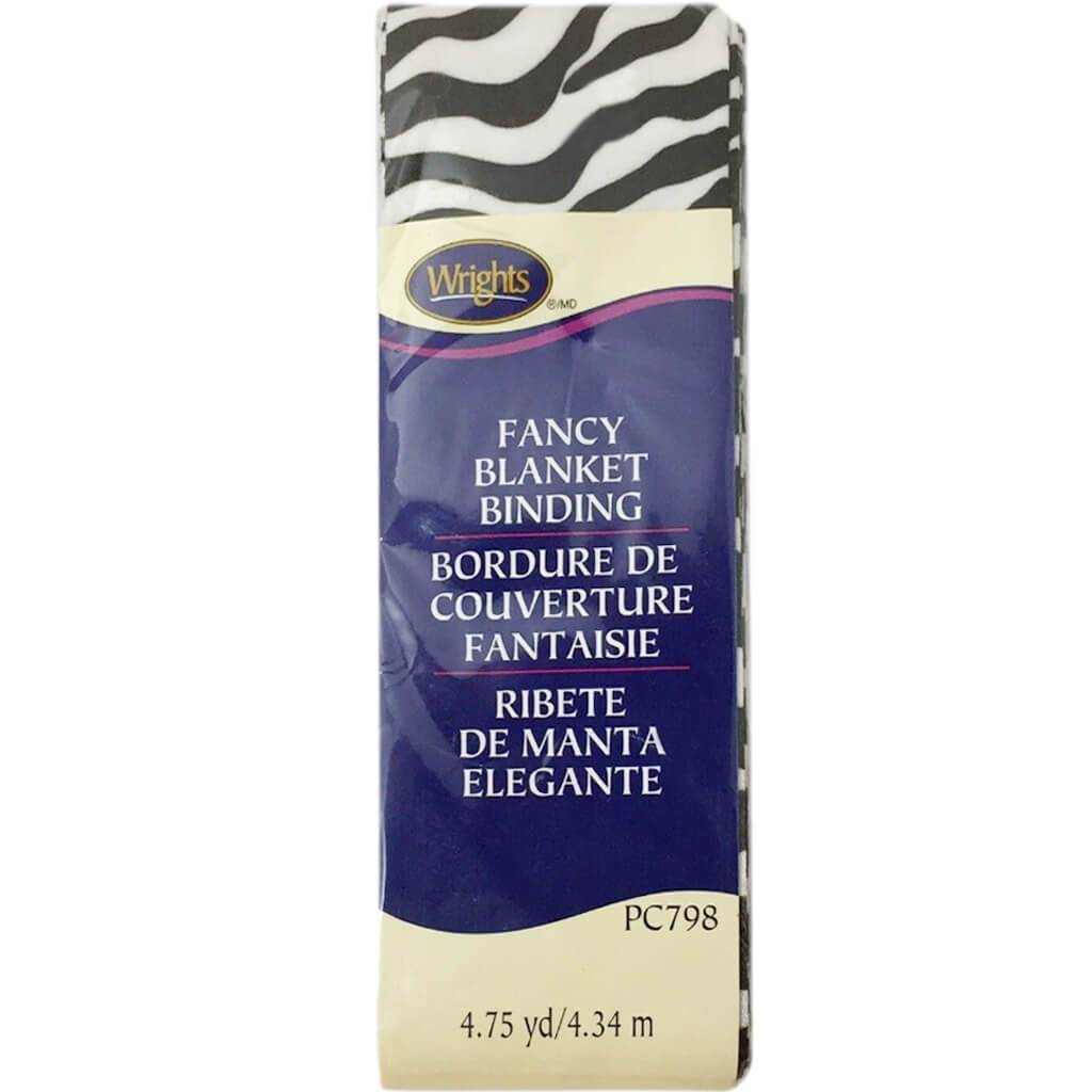 Wrights Single Fold Satin Fancy Blanket Binding 2in x4.75yd Zebra