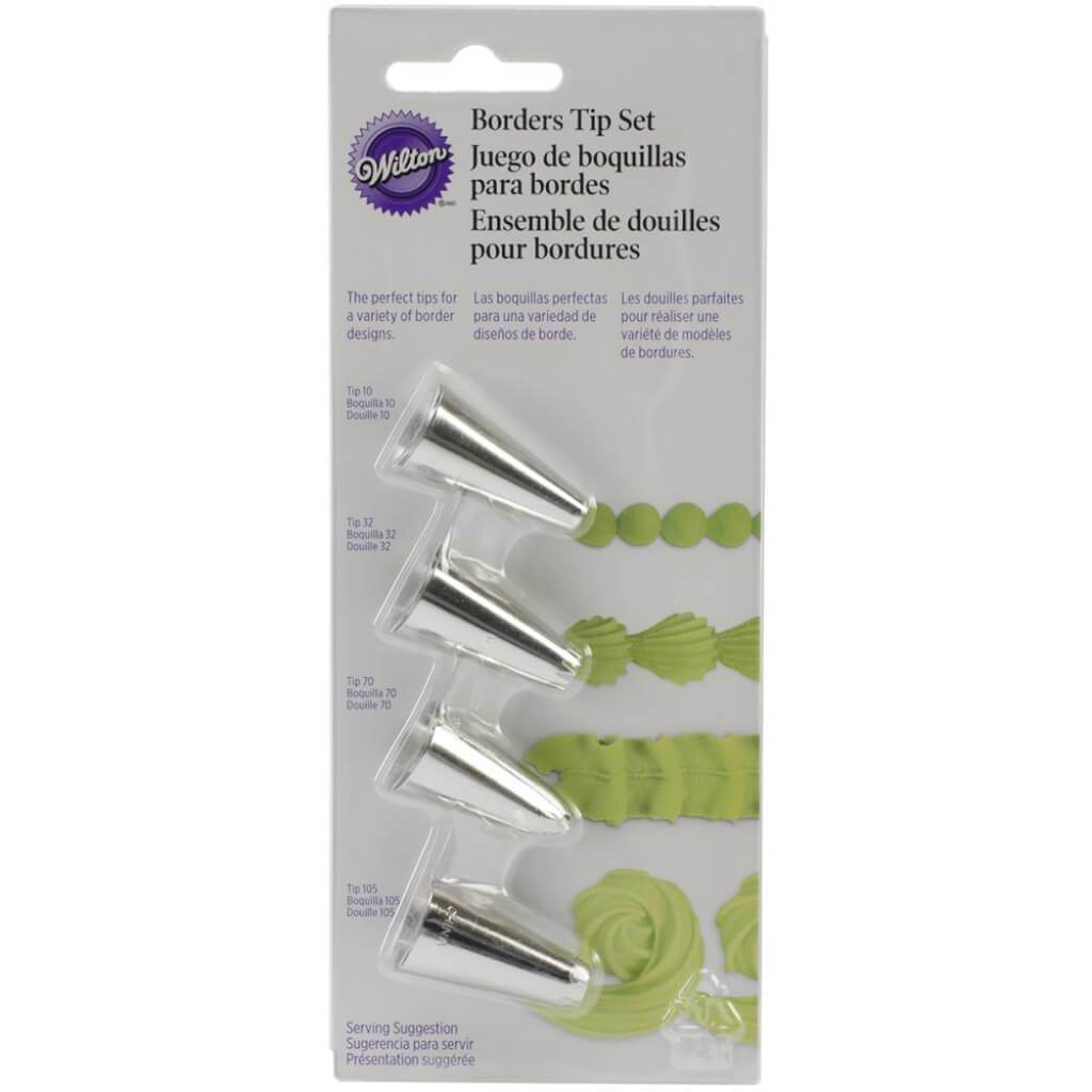Decorating Tip Set 4/Pkg Borders - No.105, No.70, No.32 &amp; No.10