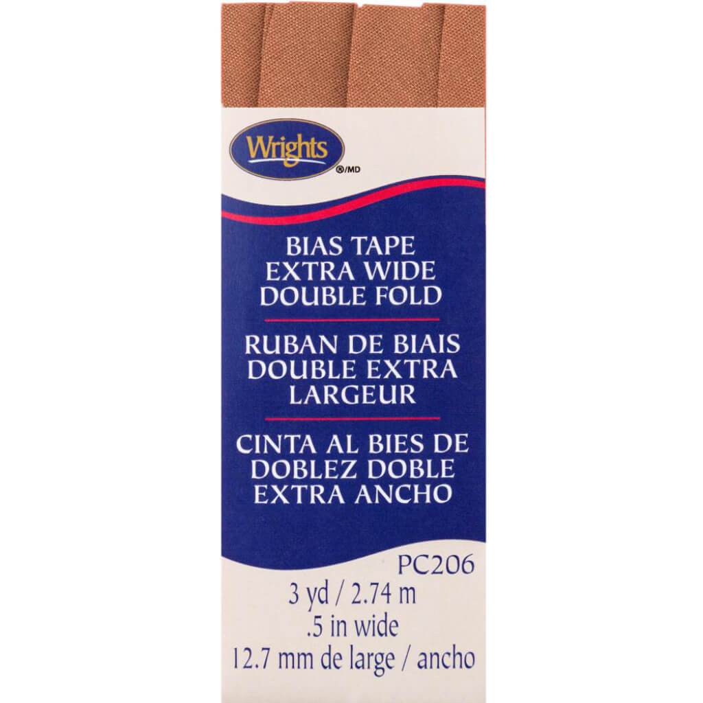 Wrights Double Fold Bias Tape .5in x 3yd Tan