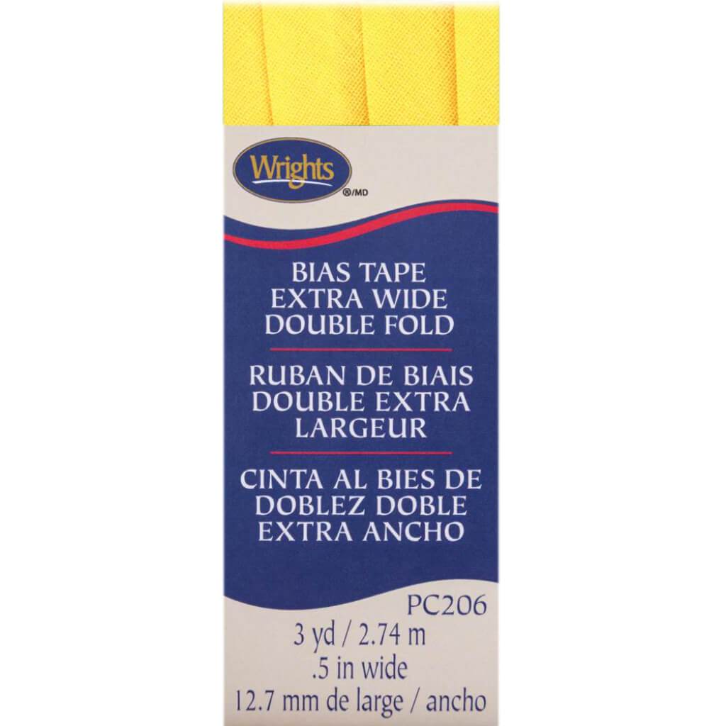 Wrights Double Fold Bias Tape .5in x 3yd Canary