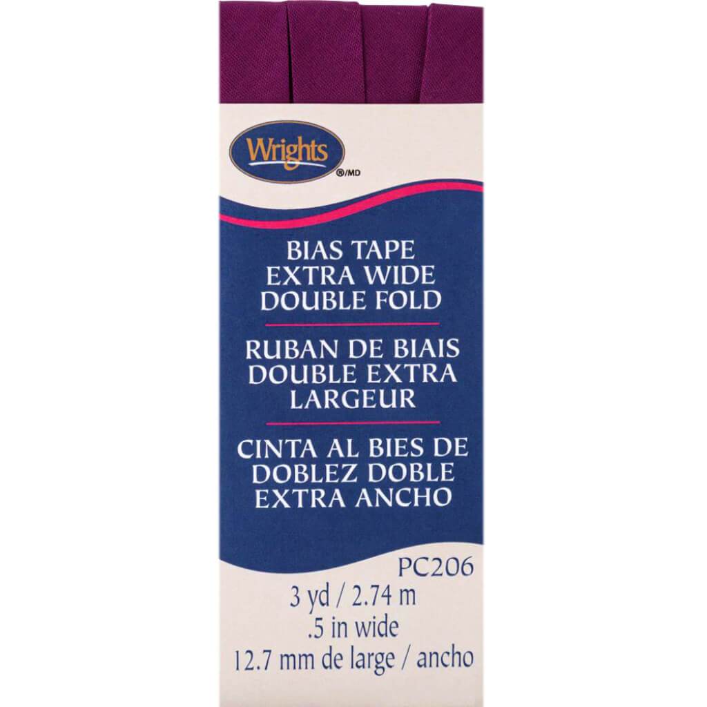 Wrights Double Fold Bias Tape .5in x 3yd Plum