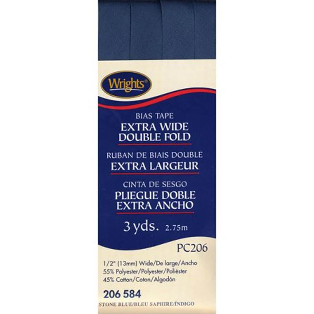 Wrights Double Fold Bias Tape .5in x 3yd Stone Blue