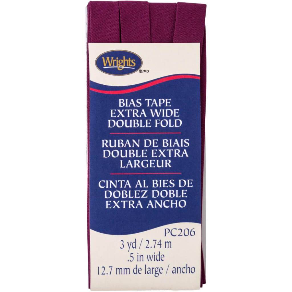 Wrights Double Fold Bias Tape .5in x 3yd Ox Blood