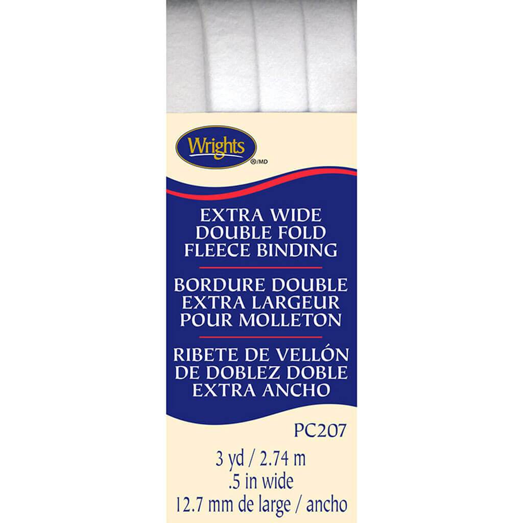 Wrights Double Fold Fleece Binding .5in x 3yd White