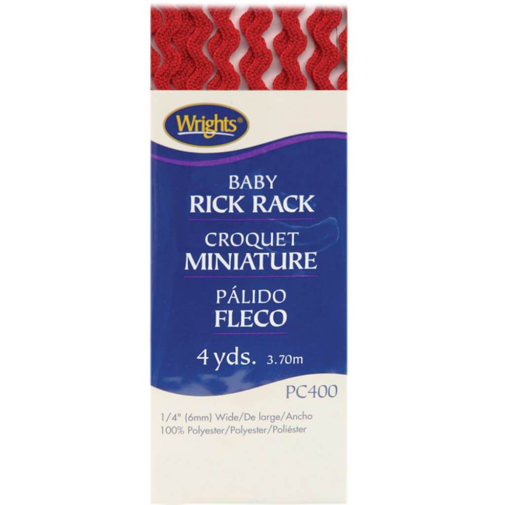 Wrights Baby Rickrack .25in x 4yd Red