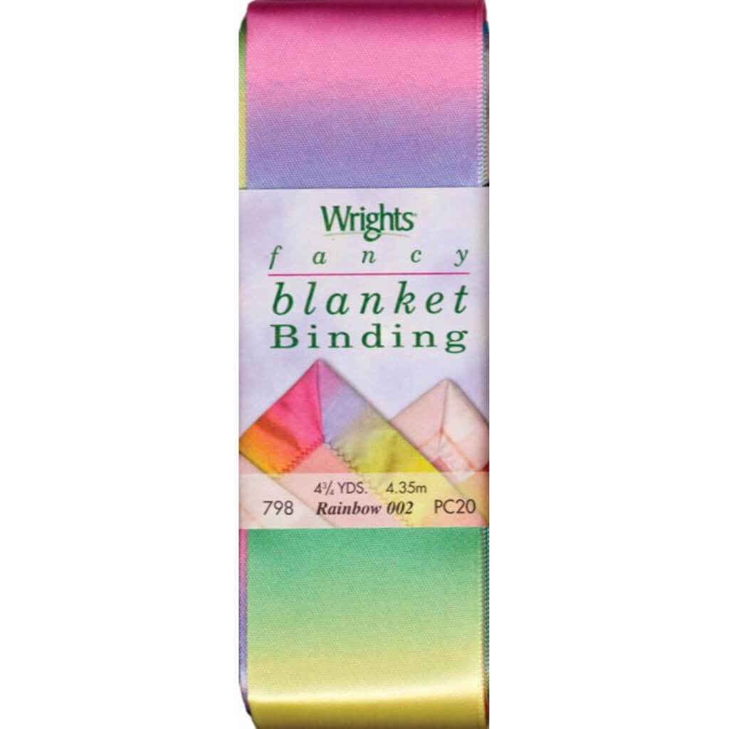 Wrights Single Fold Satin Fancy Blanket Binding 2in x4.75yd Rainbow