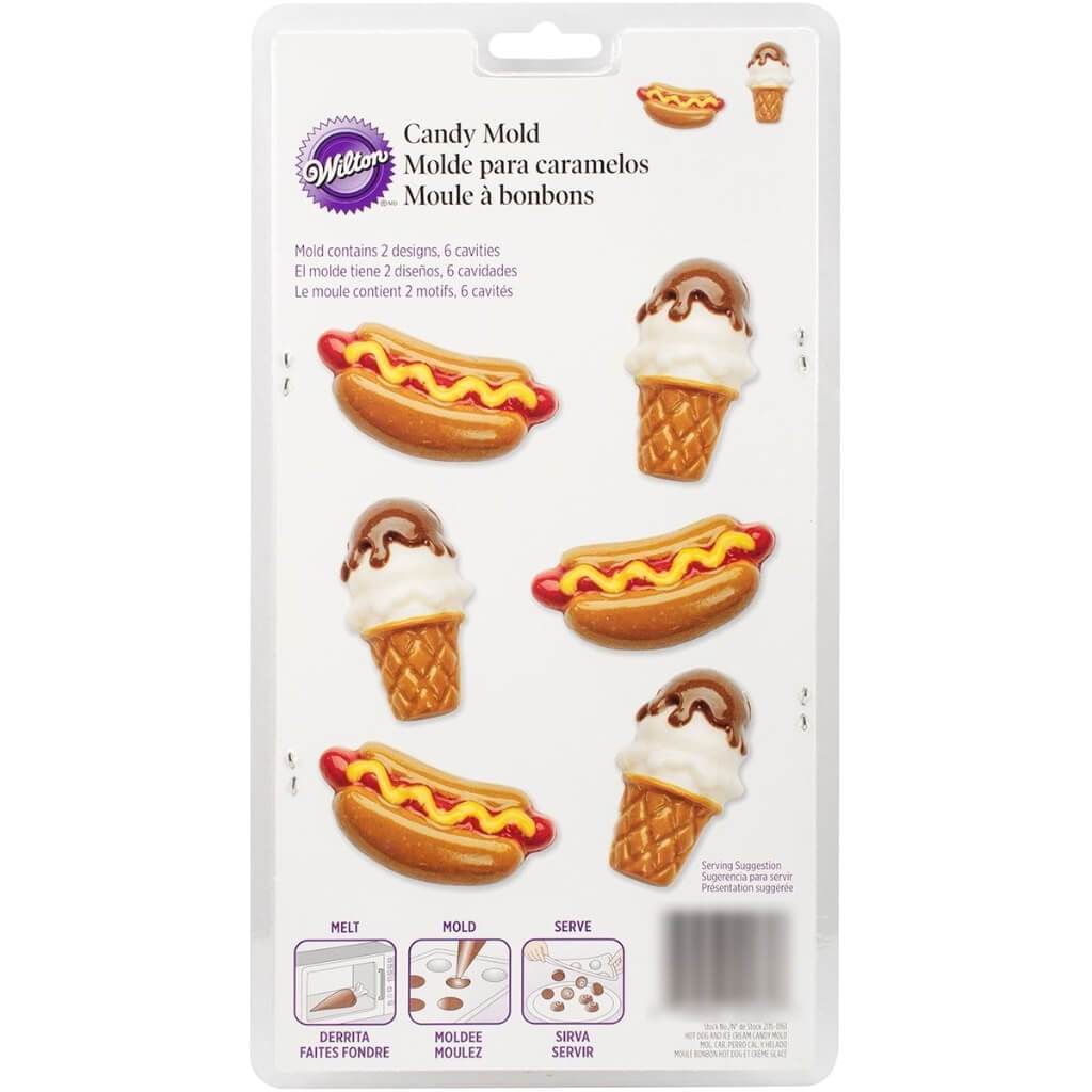 Candy Mold Hot Dog &amp; Ice Cream 6 Cavity (2 Designs)