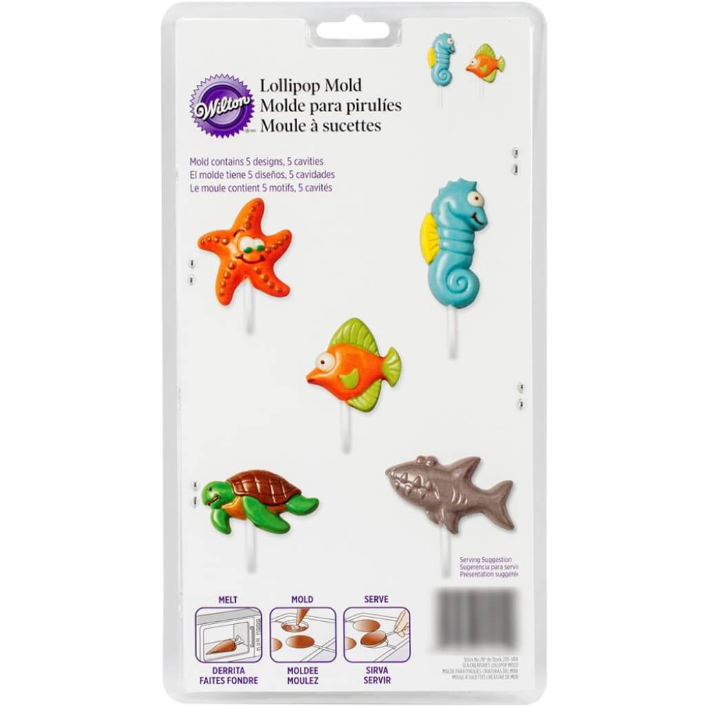 Lollipop Mold Sea Creatures 5 Cavity (5 Designs)