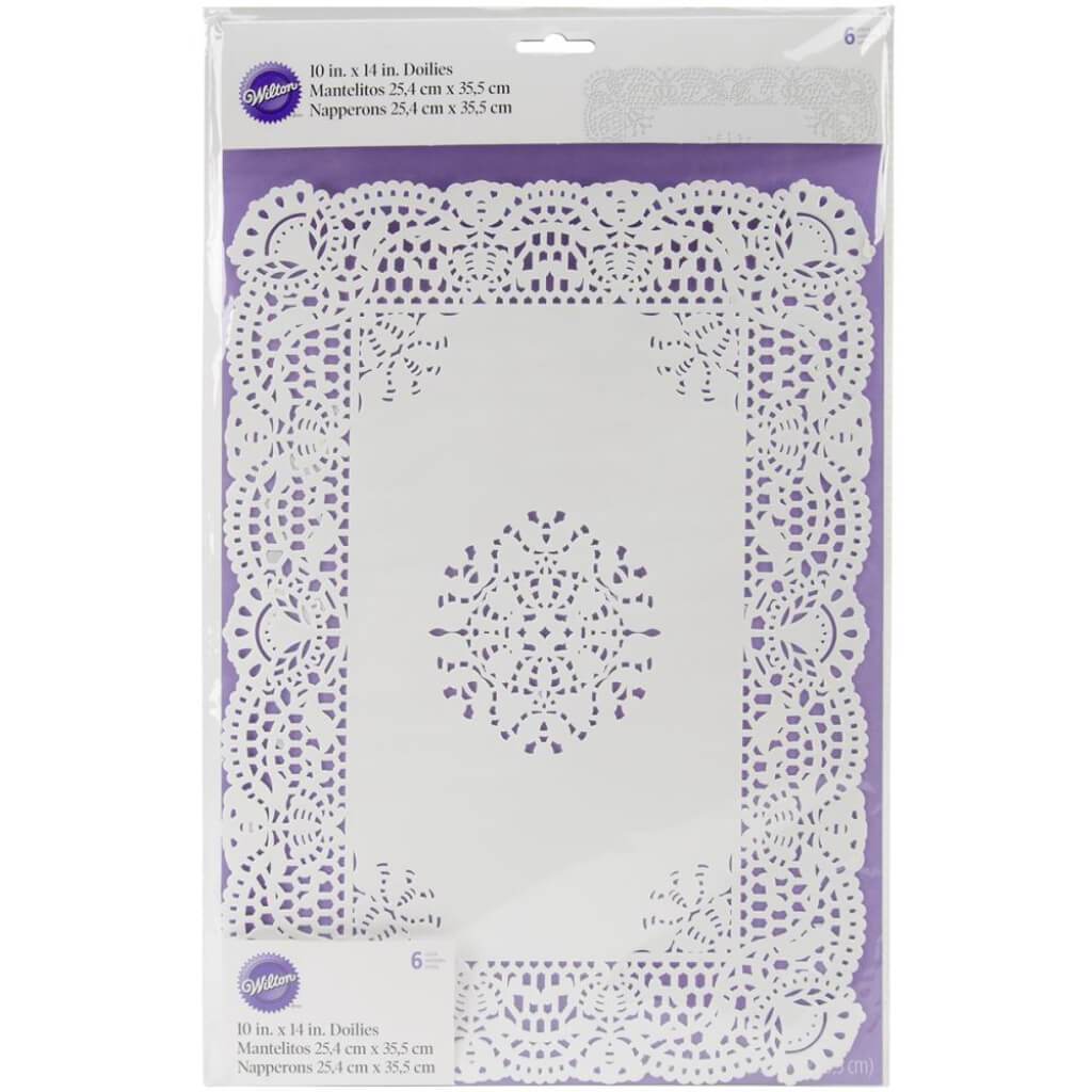 Greaseproof Doilies 10in x 14in Rectangle White 6/Pkg