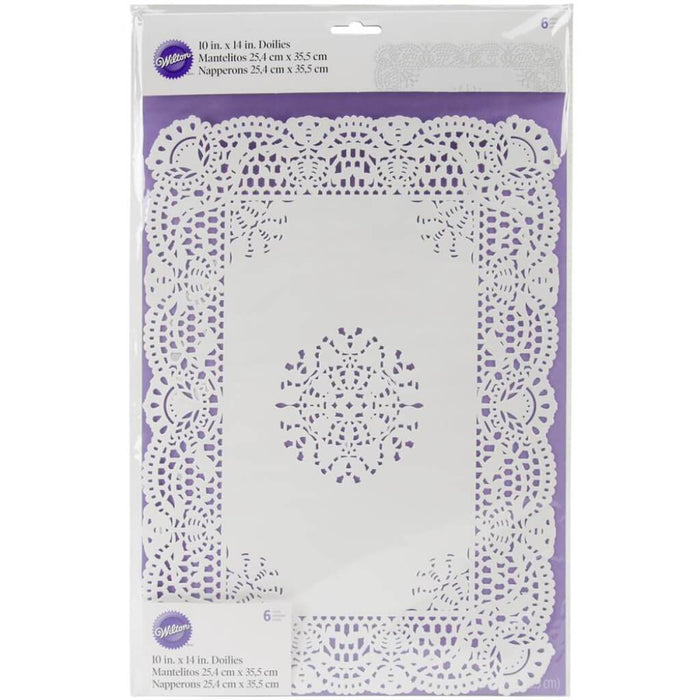 Greaseproof Doilies 10in x 14in Rectangle White 6/Pkg