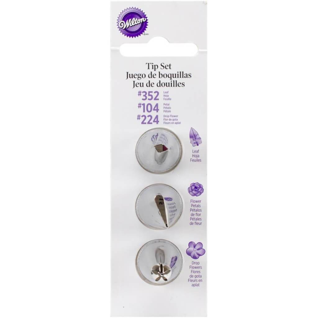 Decorating Tip Set No.104 Petal, No.352 Leaf &amp; No.224 Flower