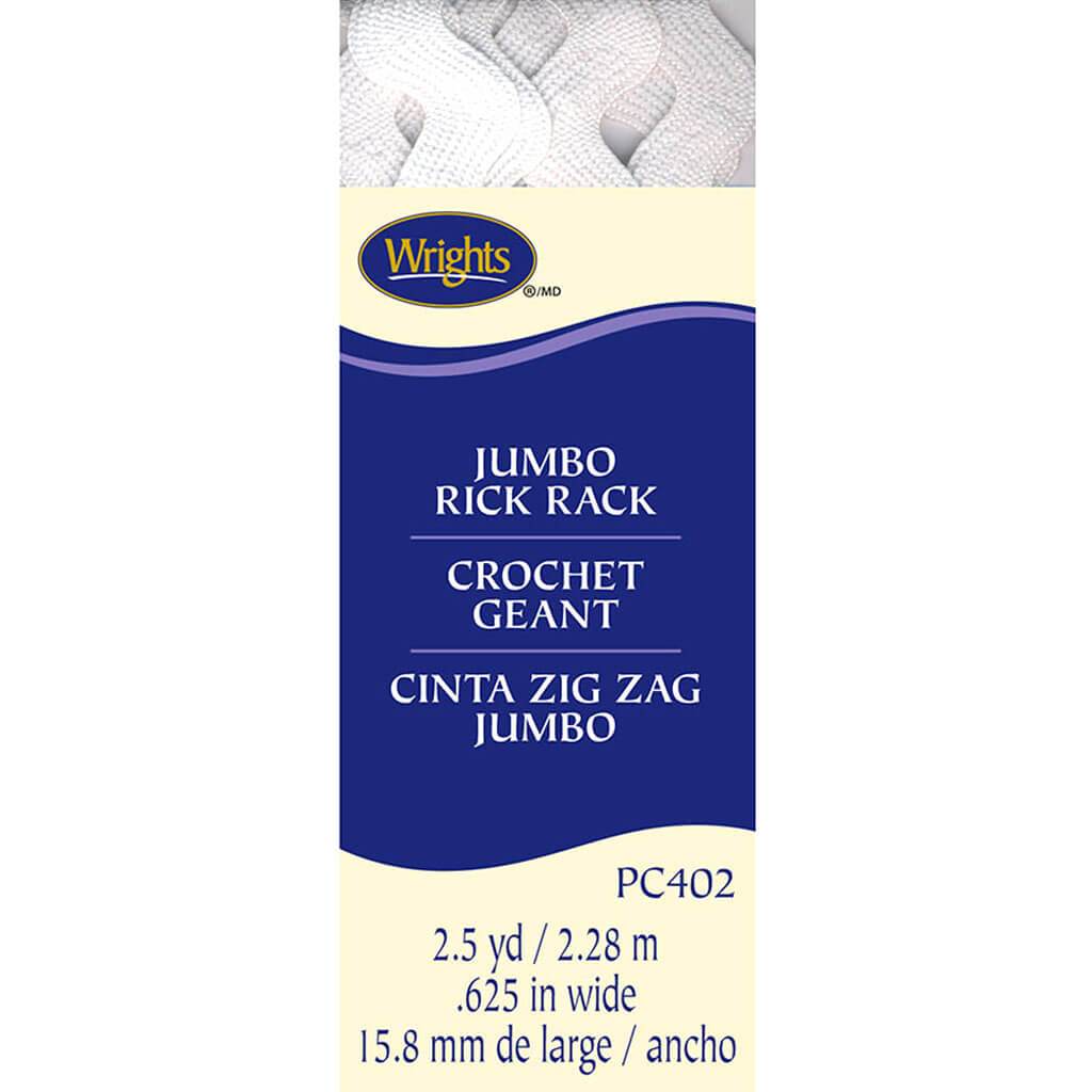 Wrights Jumbo Rickrack .625in x 2.5yd White