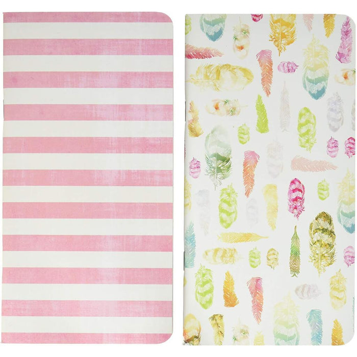 Color Crush Travelers' Notepad Set 2/Pkg Feather & Stripe