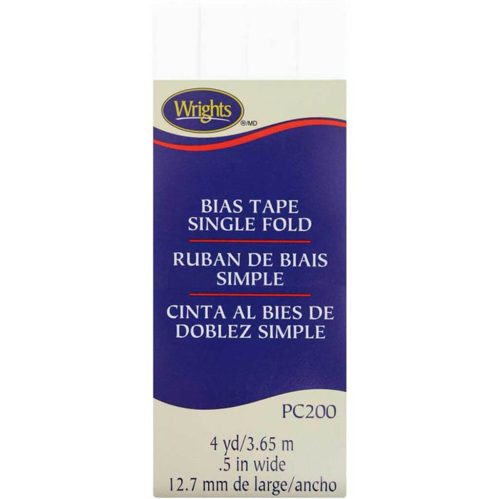 Wrights Single Fold Bias Tape .5in x4yd White