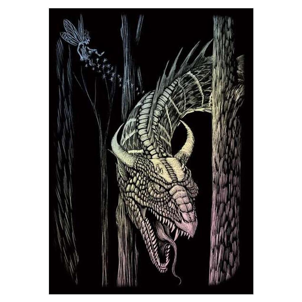 Engraving Art Holographic Forest Dragon