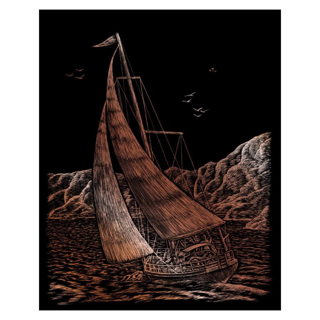 Engraving Art Copper Foil Set Sailing 