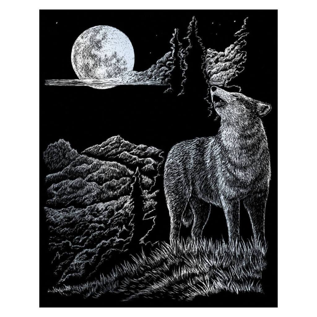 Engraving Art Silver Foil Set Wolf Moon 