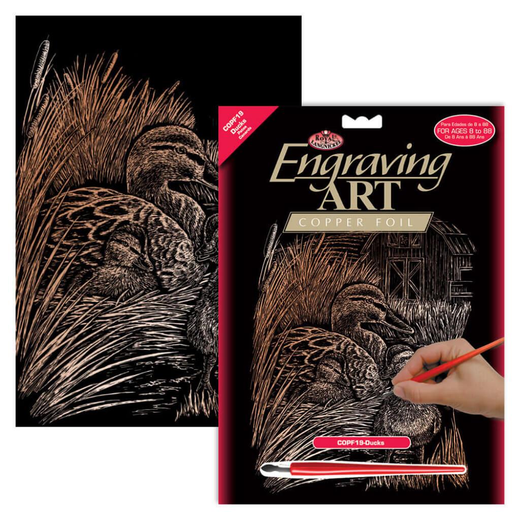 Engraving Art Copper Foil Set Ducks 