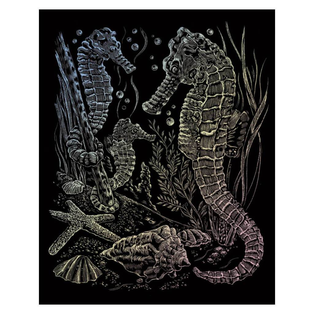 Engraving Art Holographic Foil Set Sea Horses 