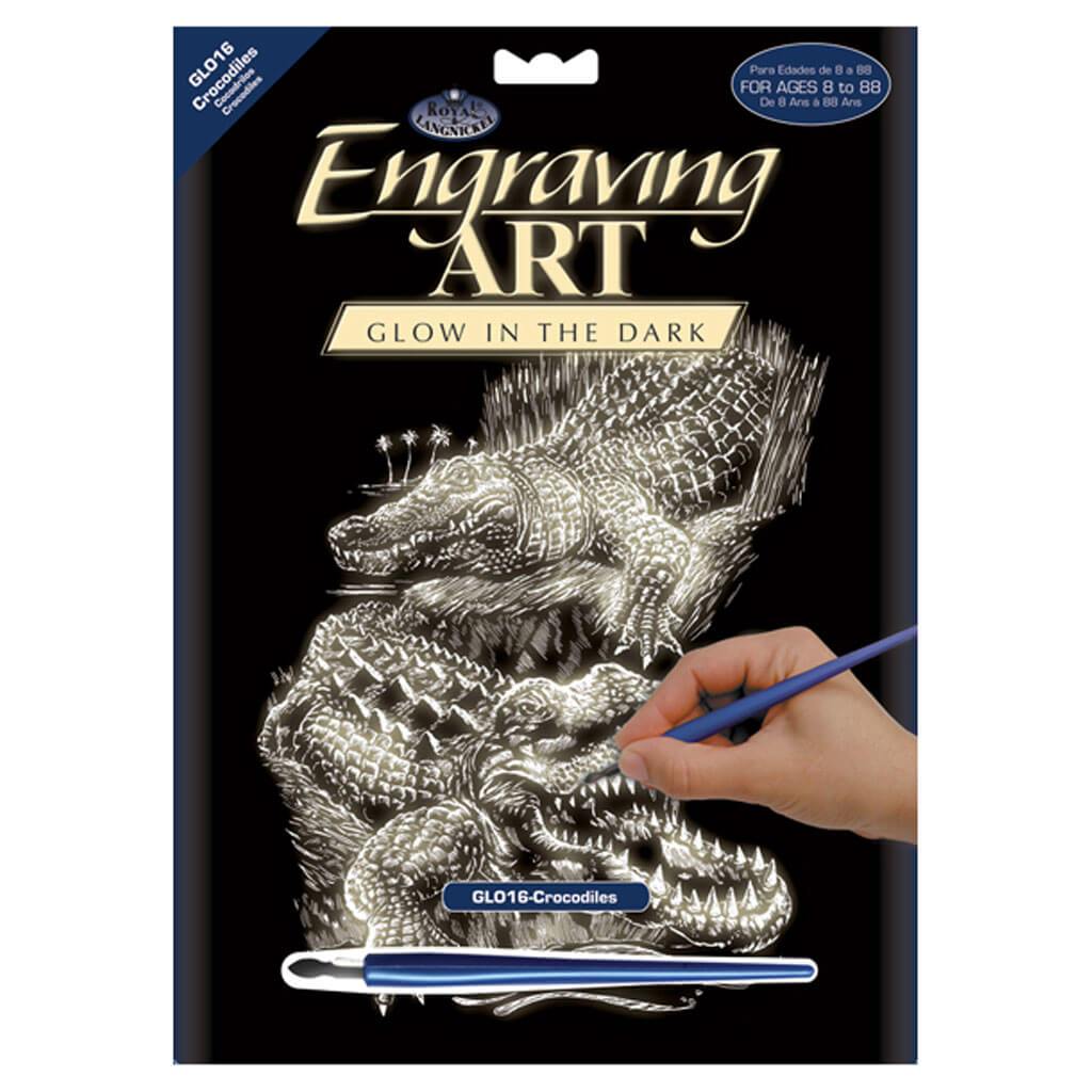 Engraving Art Glow in the Dark Crocodiles