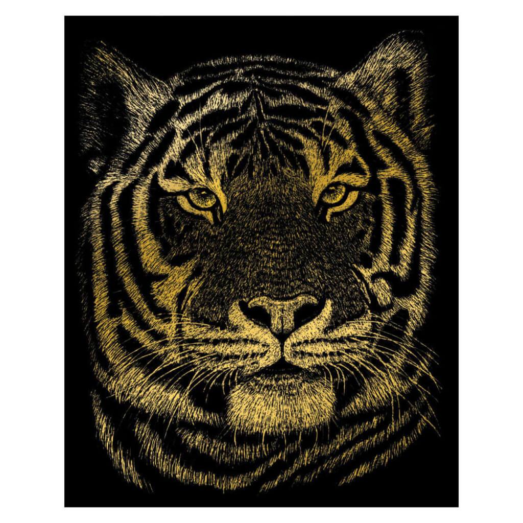 Engraving Art Gold Bengal Tiger
