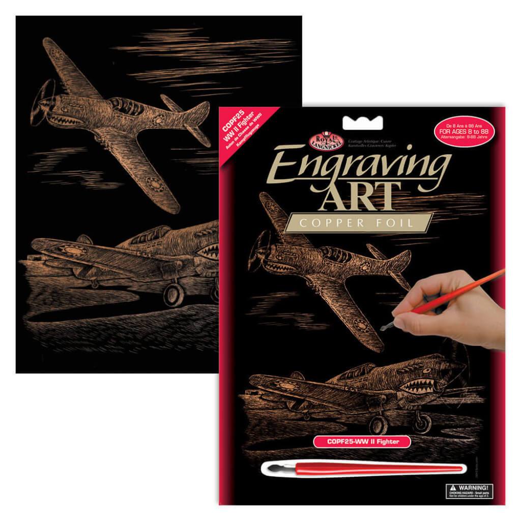 Engraving Art Copper Foil Set WWII Fighter 
