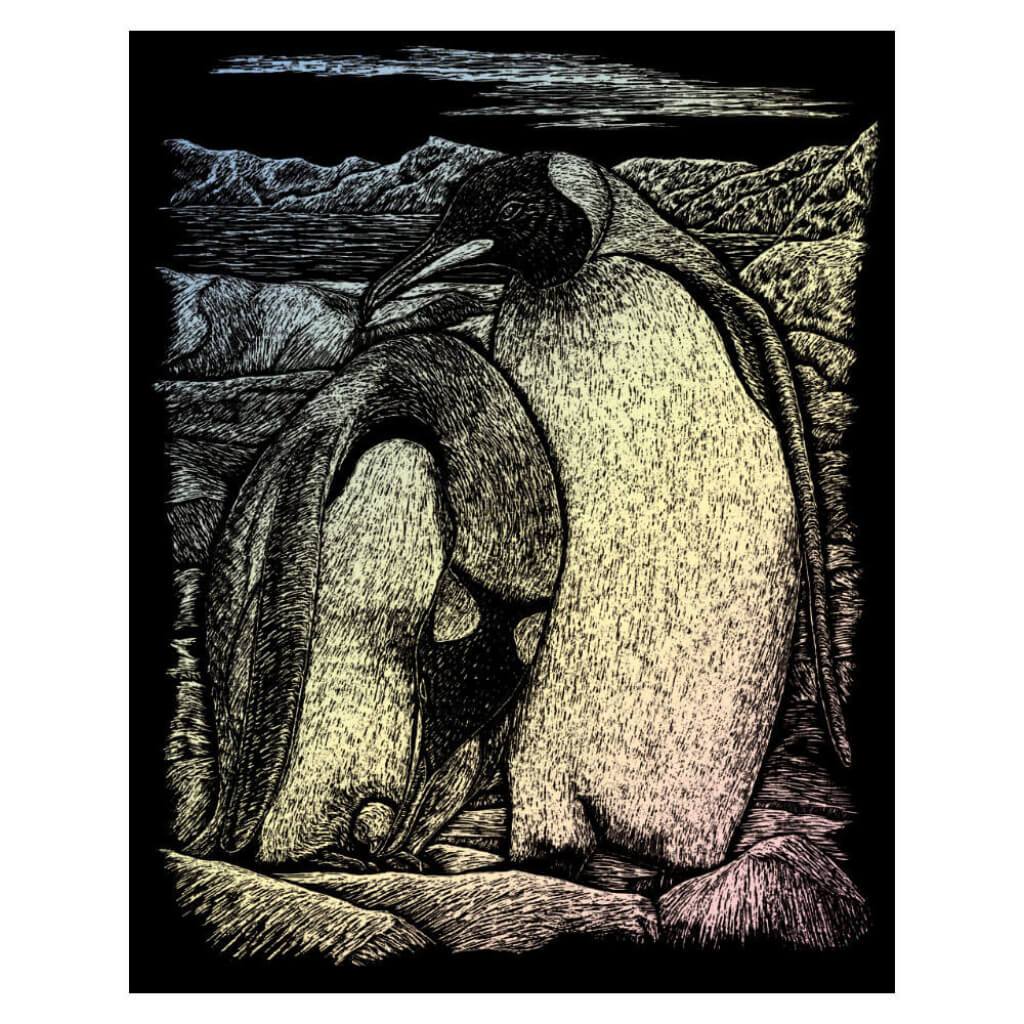Engraving Art Holographic Foil Set Emperor Penguins 
