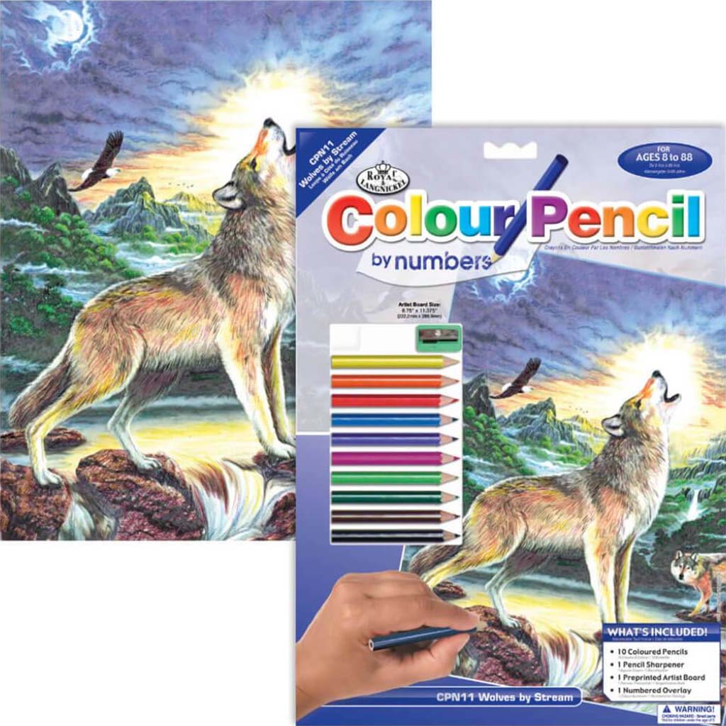 Color Pencil by Numbers Wolves by Stream 