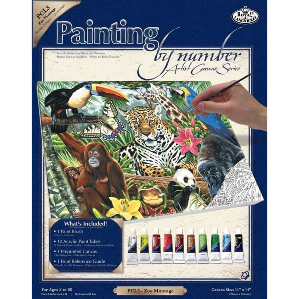 Paint By Number Kit Artist Canvas Series Zoo Montage