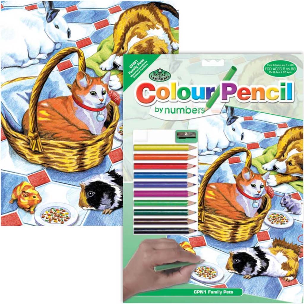 Color Pencil by Numbers Family Pets 