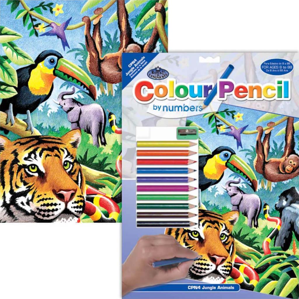 Color Pencil by Numbers Jungle Animals 