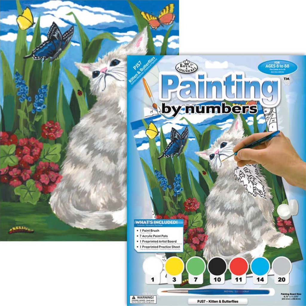 Painting By Numbers Junior Small  Kitten &amp; Butterflies