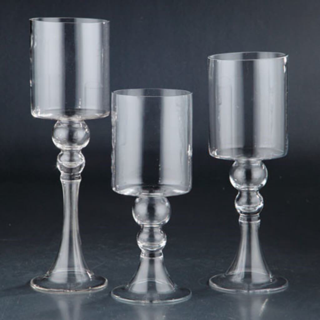 Candleholder H:12"/14"/15.5"D:4.5" Set/3 Clear 