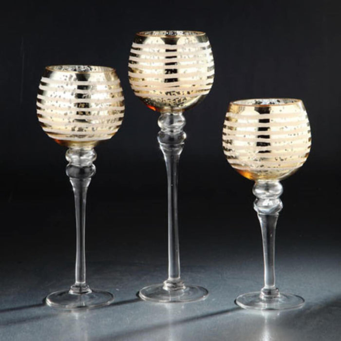 Candleholder Set H:12"/14"/15.5" D:5" Amber 
