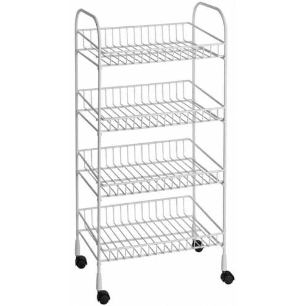 4-tier Rolling Cart, White 