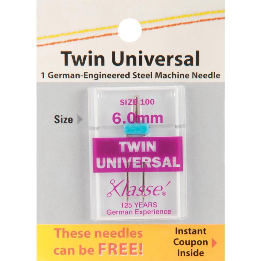 Klasse Twin Universal Machine Needle Size 6.0mm/100 1/Pkg