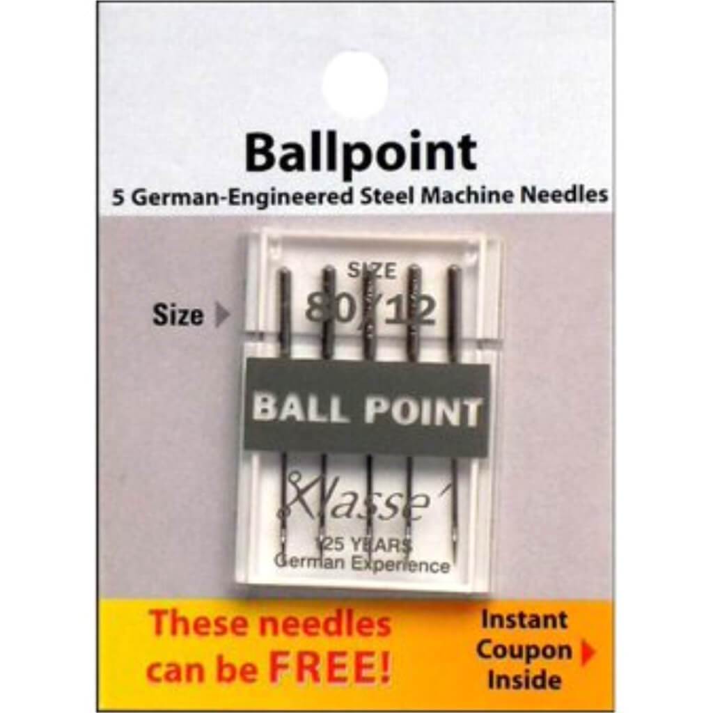 Klasse Ball Point Machine Needles Size 12/80 5/Pkg