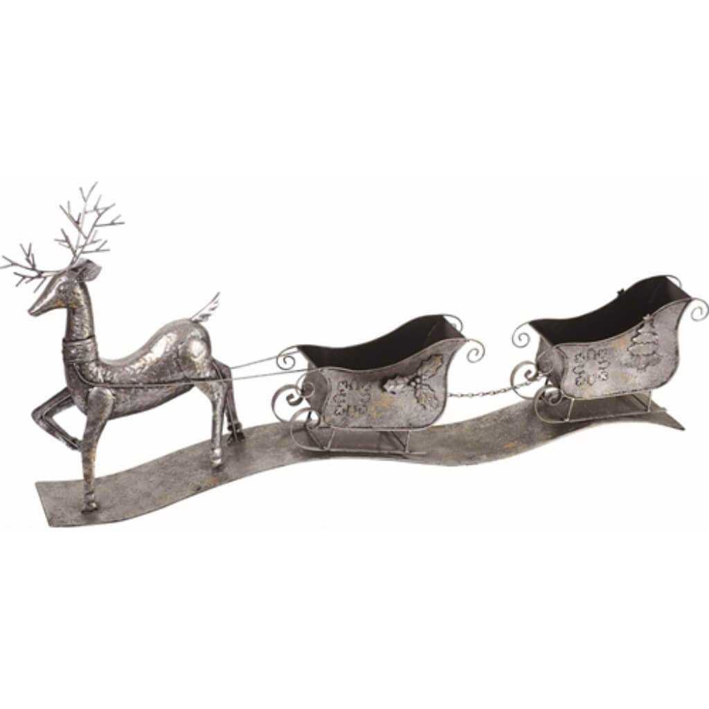Metal Reindeer Sleigh 