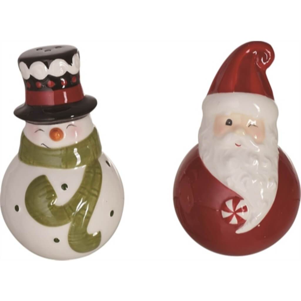 Merry Snowman Santa Salt &amp; Pepper Set of 2 