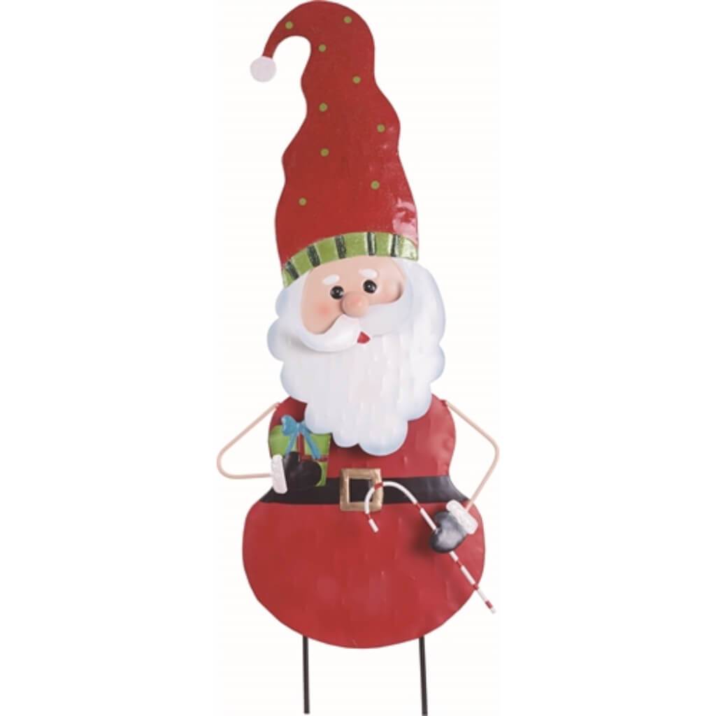 Metal Snowman Santa Stake 