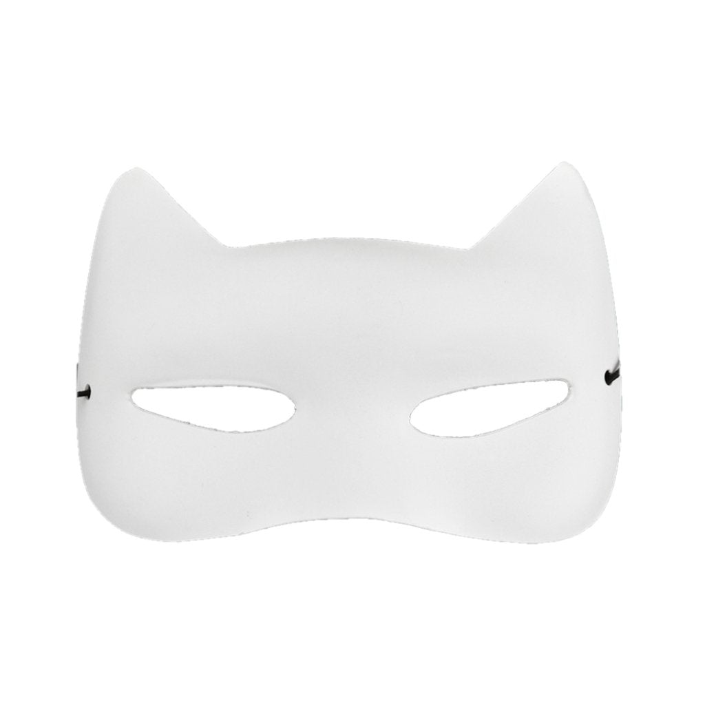 Mask-It Cat Mask 3.75X5.25in W/Black Elastic Cord White 