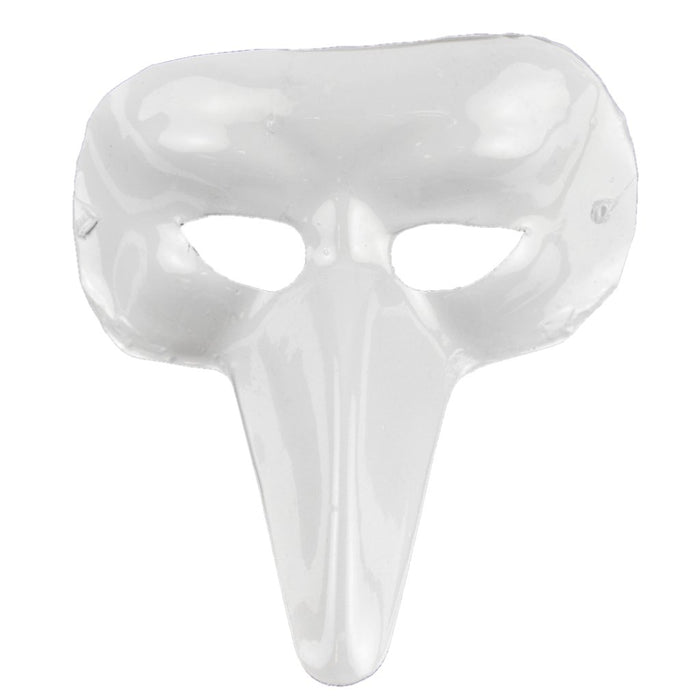 Bird Mask 8.75X8.25in W/Black Elastic Cord White 