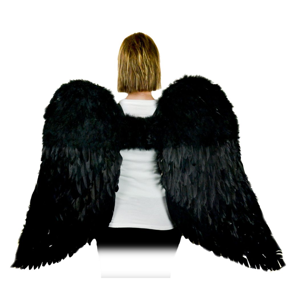 Feather Angel Wings W/Elastic Straps 52X36In Black 