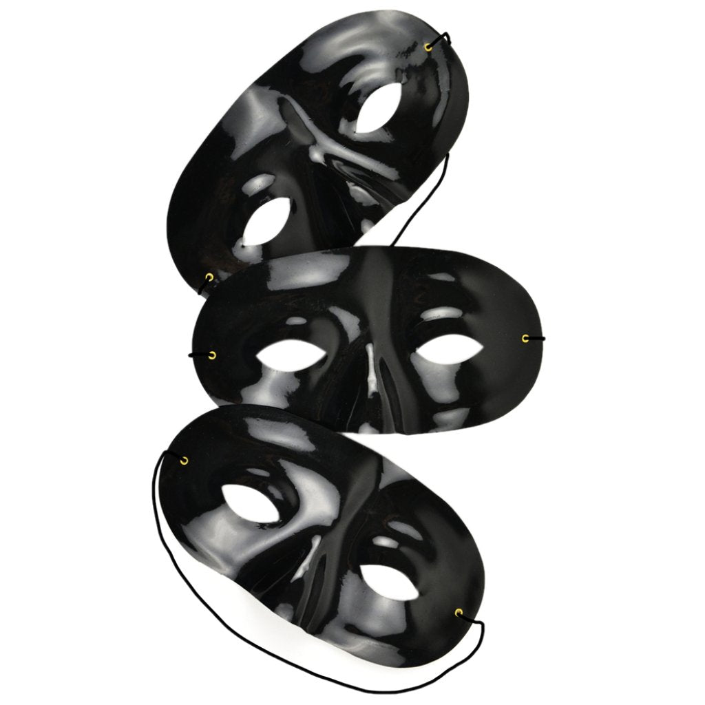 Bulk - Mask-It Mask W/Black Elastic Cord 7.5X3.75in Black 