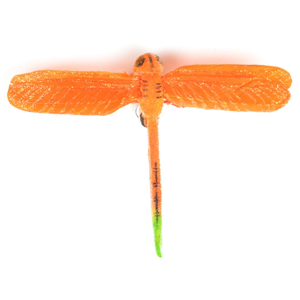 Large Feather Wing Dragonfly W/Clip 4.75in Orange 