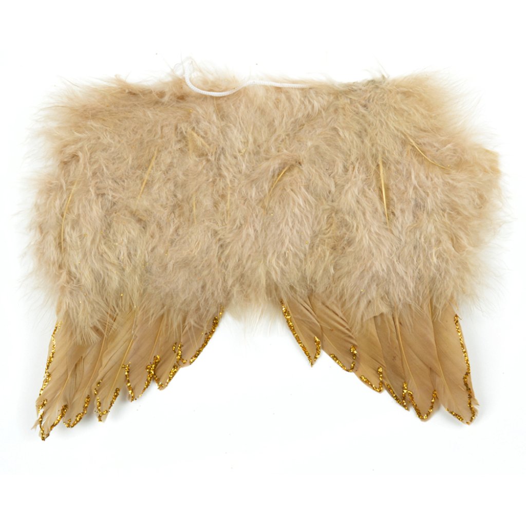 Mini Feather Wings Tan W/ Glitter 7X6.5In 