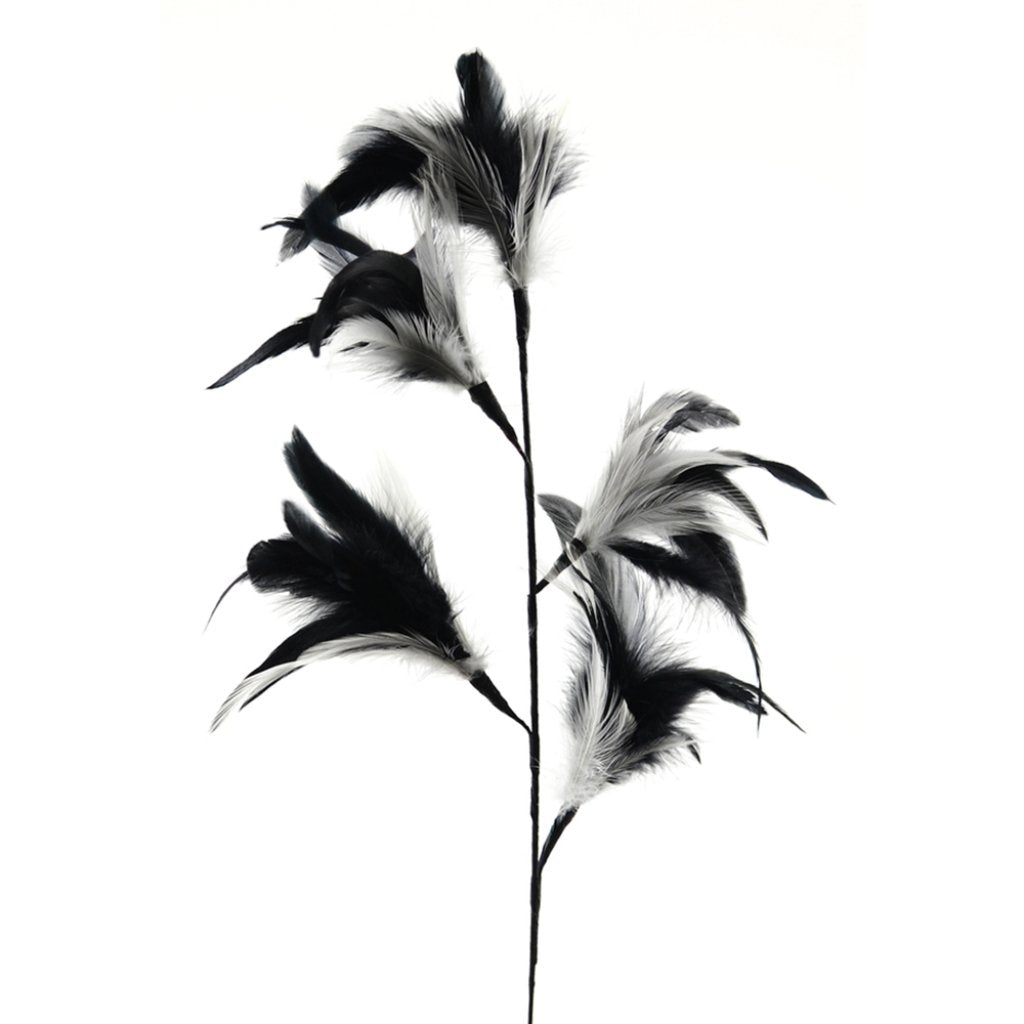 DECORative Feather Floral Pick Feather DECOR Black/White 32in 